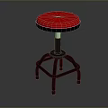 Modern Bar Stool With Red Padded Seat And Black Metal Frame