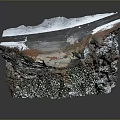 Natural Rock Formation With Layered Texture Brown White Layers And Green Vegetation