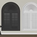Black And White Arch Window Shutters For Modern Home Interior Design 3d model