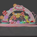 Candy Theme Photo Check in Spot With Rainbow Arch And Lollipop Decorations