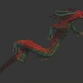 Colorful Dragon Sculpture with Dynamic Flying Pose and Vibrant Red Green Details