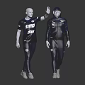 Two Mannequins Wearing Men's Sportswear With Short Sleeve Top Hoodie And Track Pants