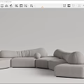 Dark and Light Gray Modular Sectional Sofa With Modern Curved Design And Decorative Ball