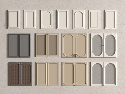 Different Style Cabinet Door Panels With Various Shapes And Color Options 3d model