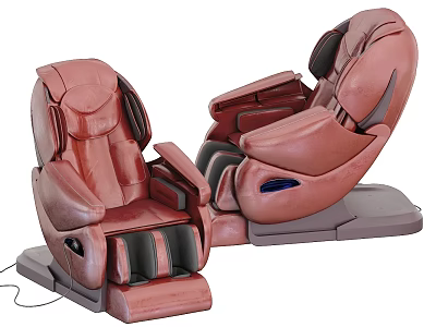 Comfortable Modern Brown Massage Chairs With Ergonomic Design And Leg Support 3d model