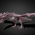 Fierce Spiked Dragon 3D Model With Red Eyes Open Mouth Gray Skin And Black Background