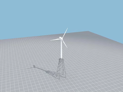 Wind Turbine Industrial Equipment With Steel Support Tower On Open Ground Under Blue Sky 3d model