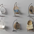 Stylish Garden Decor Hanging Chairs with Rattan Design Metal Frames and Soft Cushions