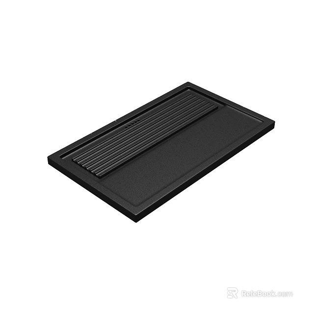Handcrafted Wooden Root Carving Tea Tray With Black Striped Rectangular Surface Design 3d model 