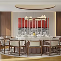 Private Dining Room Interior With Round Table Chairs Artwork And Natural Light 3d model