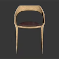 Minimalist Light Wood Single Chair With Armrests And Dark Red Textured Seat Cushion