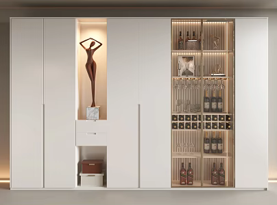 Cream Style Wine Cabinet Glass Wine Cabinet Decorative Wine Cabinet Restaurant Wine Cabinet Decorative Cabinet 3d model