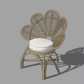 Elegant Petal Shaped Rattan Leisure Chair With Soft White Cushion For Indoor Outdoor Use