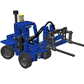 Blue Building Blocks Forklift Toy With Black Forks Yellow Details And Gray Wheels