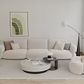 Modern Sofa Combination Cream Style Sofa Combination Coffee Table Leisure Chair Floor Lamp Hanging Painting Carpet Side Table Vase Pillow 3d model