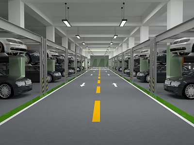 Modern parking public space 3d model