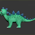 Green Dinosaur Toy With Blue Spikes Yellow Belly And White Claws On Black Background