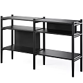 Modern Wooden Bathroom Cabinet Rack With Multi tier Shelves Books Bowls And Bottles