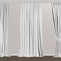 White Soft Curtains Modern Interior Style With Flowy Fabric And Light Wall Background 3d model