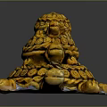 Artistic Golden Turtle Sculpture With Intricate Carved Patterns And Decorative Elements