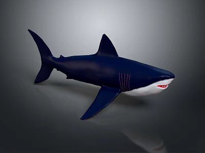 Realistic Dark Blue And White Shark Aquatic Animal Model With Sharp Teeth 3d model