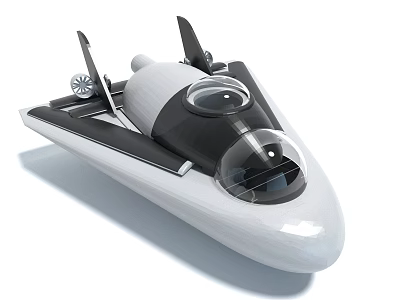 Modern Streamlined Submarine Vehicle With Transparent Cockpit And White Black Design 3d model