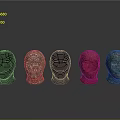 Different Style Balaclavas Collection With Black Camouflage Red And Blue Glowing Lines