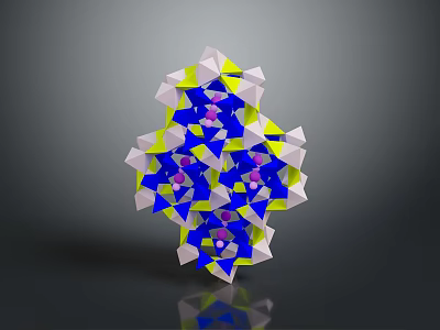 Colorful Geometric Structure With Blue Yellow Purple White Polygons And Reflection 3d model