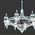 Ornate Gothic Chandelier With Black Metal Frame Yellow Glass Shades And Decorative Spires