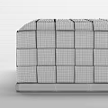 Modern Brown Woven Ottoman With Square Pattern And Wooden Base Design