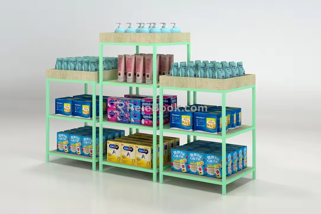 Scene Stack Display Rack Display Rack Promotion Desk Promotion Stack Head Display Head Maternal and Baby Store Shelf 3d model