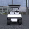 White Golf Cart With Two Seats Roof And Black Wheels Design