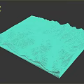 Detailed 3D Terrain Model With Green Mountain Ranges And Pink River Paths