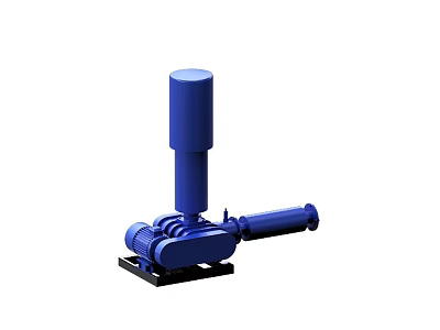 Blue Heavy Duty Industrial Equipment With Cylindrical Top And Base Structure 3d model
