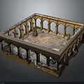Ancient Architecture Model With Stone Arches Decorative Columns And Central Structure