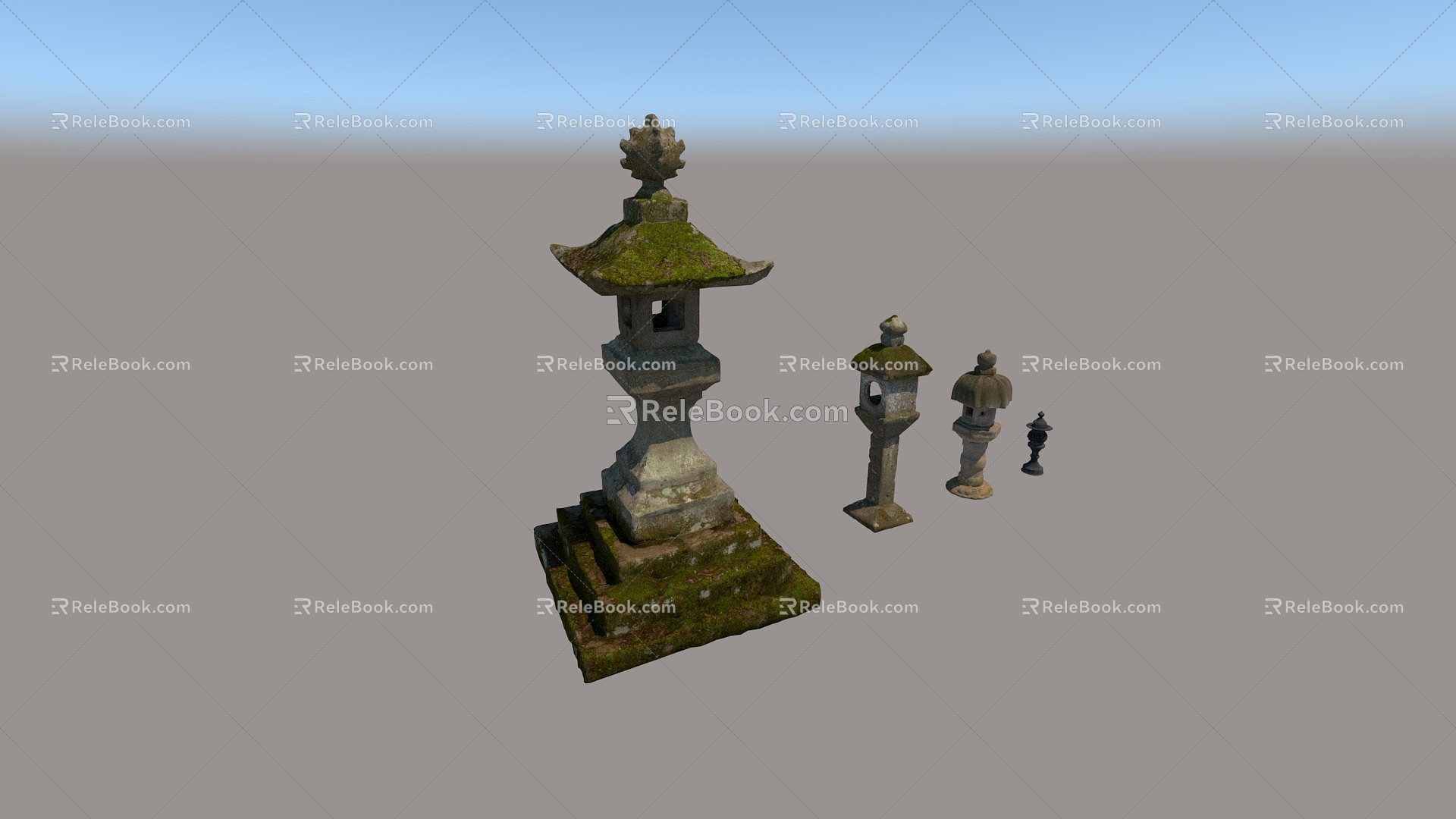 Japanese lawn lamp Japanese lamp post 3d model