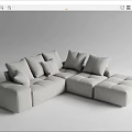 Gray L shaped Sectional Sofa With Plush Cushions Modern Comfortable Design 3d model