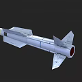 Modern Silver Military Missile Weapon With Warhead Aerodynamic Body And Tail Fins
