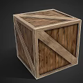 Wooden Cube Crate With Cross Wooden Straps And Natural Wood Grain Texture