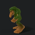 Green Moss Covered Mythical Creature Fantasy Character With Long Nose Lanky Limbs