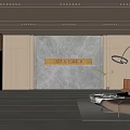 Modern Front Desk Reception Area With Marble Wall Wooden Accents Lighting And Seating