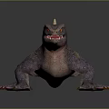 Spiked Purple Lizard Creature With Sharp Teeth And Detailed Skin Texture Standing On Reflective Surface