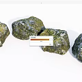 Natural Stones Covered With Green Moss Arranged In Curve On White Background