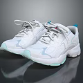 White Lace Up Sneakers with Light Blue and Mint Green Accents Modern Casual Athletic Style