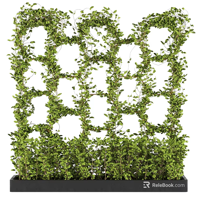 Lush Green Climbing Vines Covering Decorative Grid For Natural Garden Backdrop 3d model 