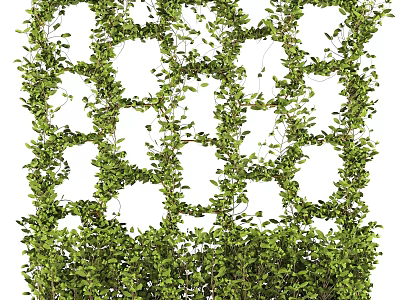 Lush Green Climbing Vines Covering Decorative Grid For Natural Garden Backdrop 3d model