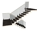 Modern Floating Staircase Design With Glass Railing And Marble Steps 3d model