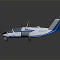 Modern White And Blue Aircraft With Twin Propellers And Streamlined Body