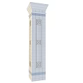 White Decorative Stone Column With Intricate Geometric Patterns And Blue Gray Borders 3d model