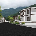 Ancient Architecture With Traditional Design White Walls And Black Roofs In Lush Green Mountain